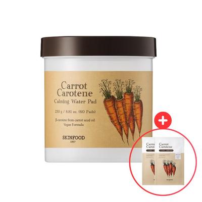Carrot Carotene Calming Water Pad 60 Sheets + Carrot Mask Pack X2 Gift Soothing & Hydrating Care