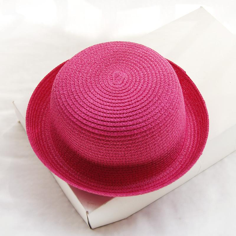 

Детские соломенные шляпы, для мальчиков и девочек, летняя защита от солнца, шляпа от солнца, мятая шляпа от солнца, цилиндр, милая соломенная шляпа розы красного