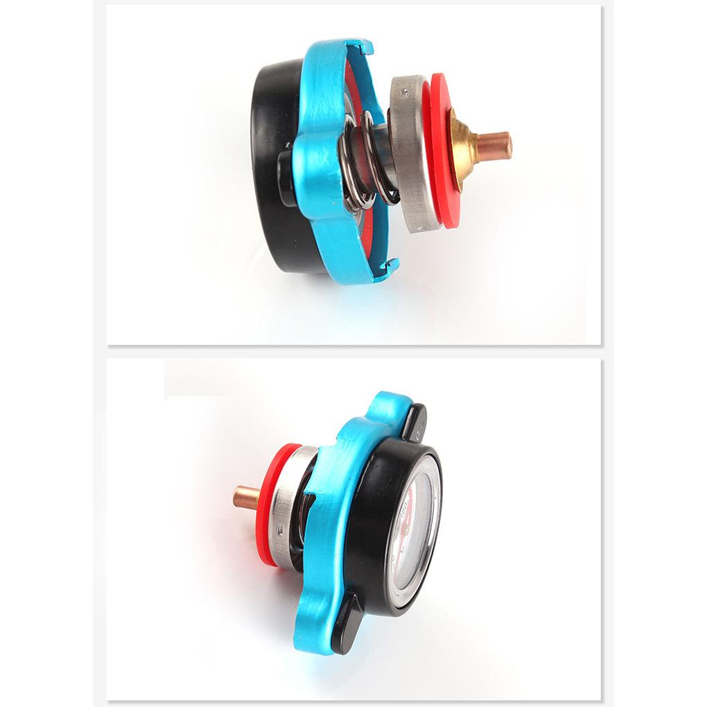 Blue Radiator Cap With Small End Water Temperature Gauge - Efficient Monitoring Easy Installation High-Q Durable