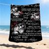 1pc Skull Couple Love Throw Blanket Polyester Fiber, Lightweight Flannel, Soft & Warm, All Season Use for Outdoor, Camping