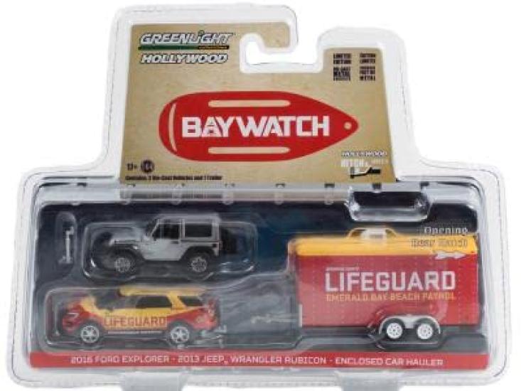 Greenlight Масштаб 1:64 СЕРИЯ HOLLYWOOD & HITCH 11 - 2016 FORD EXPLORER С 2013 JEEP WRANGLER RUBICON И ЗАКРЫТЫЙ АВТОВОЗ