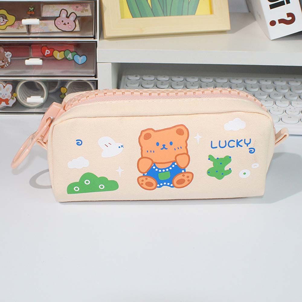 High Capacity Stationery Zipple Pouch Bear Pencil Bag Zipper Pencil Case Pen Holder Stroage Bag
