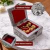 Trendifly Elephant Design Wooden Oxidised Jewellery Storage Box With Lock for Women 4 X 4 Inch