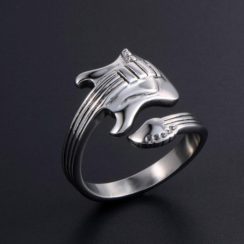 Jewelry Fashion Open Ring Rock Music Guitar Ring Ring Retro Men
