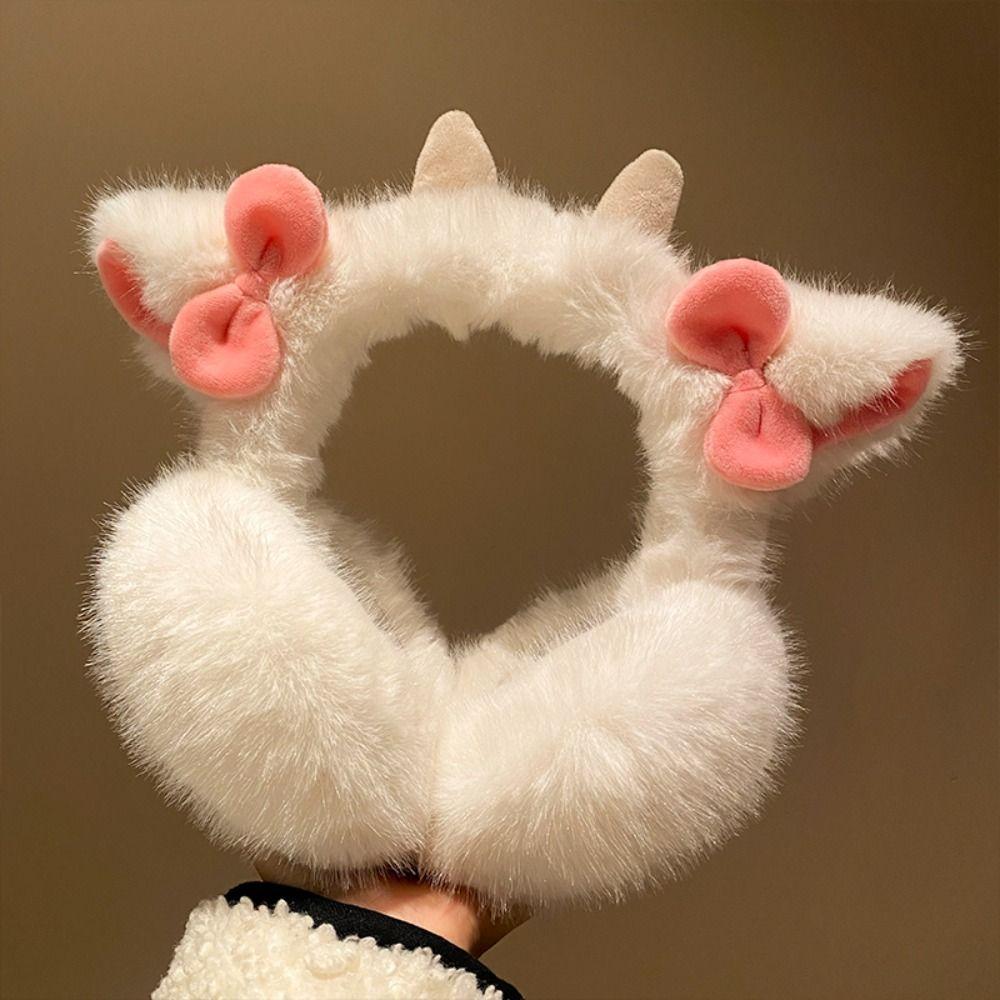 Small Bow-knot Little Lamb Horns Earmuffs cartoon Cute Ear Cover Cold Protection Earflaps Cycling