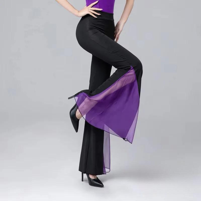 Pantaloni da Ballo Eleganti a Zampa d'Elefante da Donna Pantaloni da Ballo Latino da Sala da Ballo Pantaloni da Danza del Ventre Pantaloni da Allenamento Costume da Esibizione