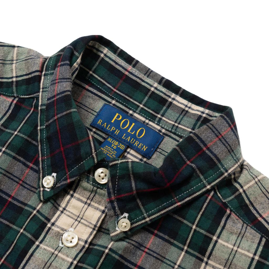 Polo Ralph Lauren Shirt Kids SS23 Plaid Logo Embroidery Single-Breasted Long Sleeve Kids Shirts Gray 323878879-004