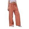 Women’s Drawstring Striped Wide-Leg Casual Trousers – Low-Waisted, Loose-Fitting Trousers