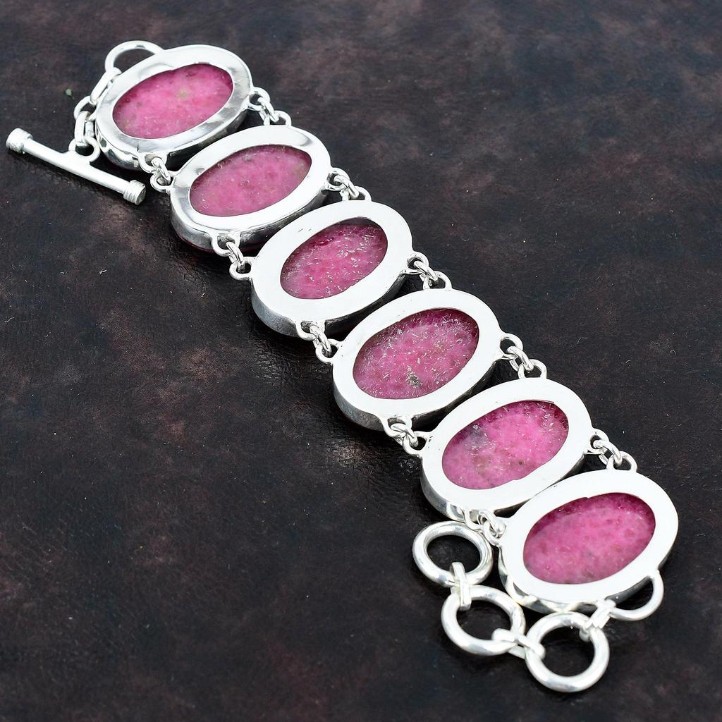 Rhodonit Armband Naturstein Armband handgefertigt antiker Schmuck 925 Sterlingsilber Armband verstellbare Kettenarmband Geschenke für Ehefrau