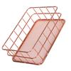 Desktop Storage Basket Rose Gold Metal Grid Fruit Clothing Table Organizing Storaging