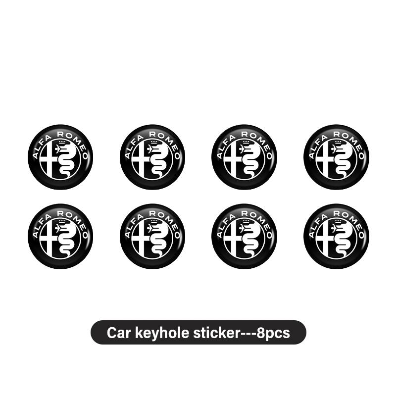 

For Alfa Romeo 8pcs Car Door Keyhole Protection Stickers Lock Core Decal For Alfa Romeo GT Stelvio F1 Brera Volante Tonale Glori