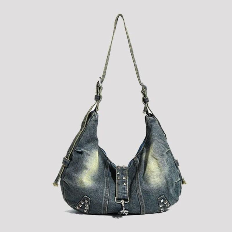 JIAERDI Retro Large Capacity Denim Tote Bag Women Fashionable Casual Crossbody Bags Handbag Ladies Vintage Shoulder Bags 2025
