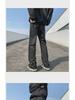 Men's Black Buttoned Combat Pants - American High Street Style, Trendy Workwear for Spring & Autumn, Handsome Flared Design