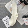 6 Pairs Women's Casual Comfortable Mid Length Socks Spring Summer Fashionable Versatile Solid Color Long Tube Sports Socks