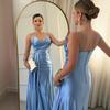 European and American Women's Clothing Spring and Summer New Sleeveless Dress Hip-wrapped Streamer Backless Suspender Dress