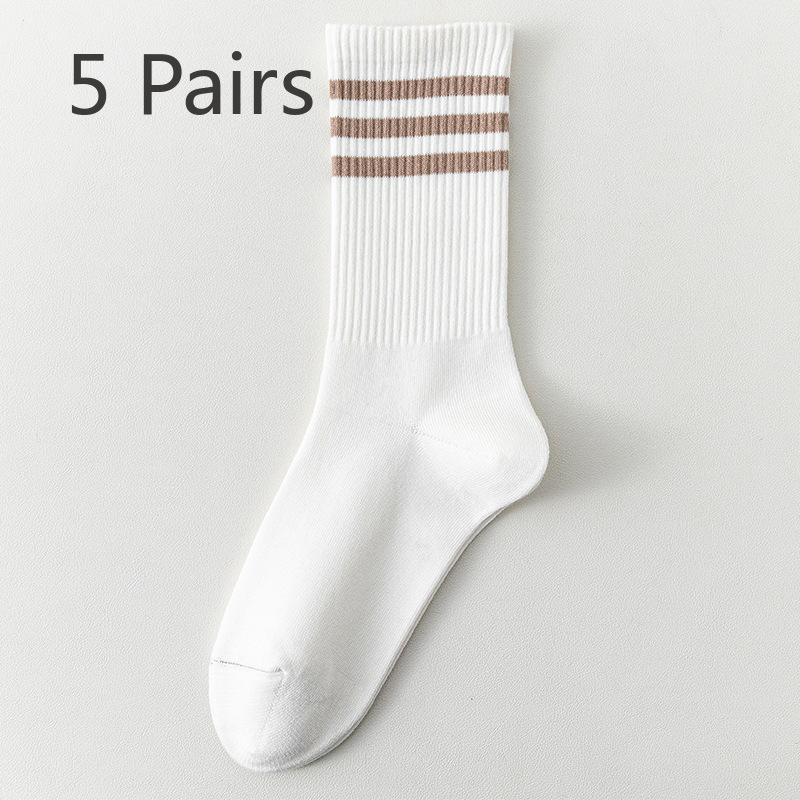 

5 пар женских весенних и осенних теплых спортивных носков из чистого хлопка без косточек с дезодорирующим эффектом 5 Pairs белый