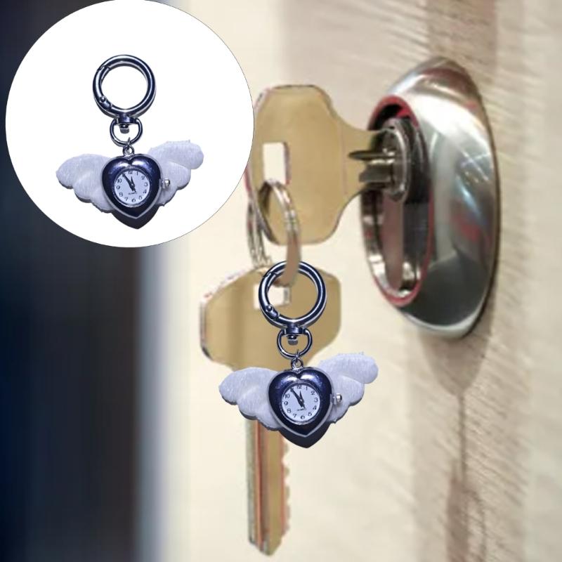Elegant Alloy Clock Angel Wing Pendant For Phone Case And Keychain Stylish Accessory Handbag Decoration