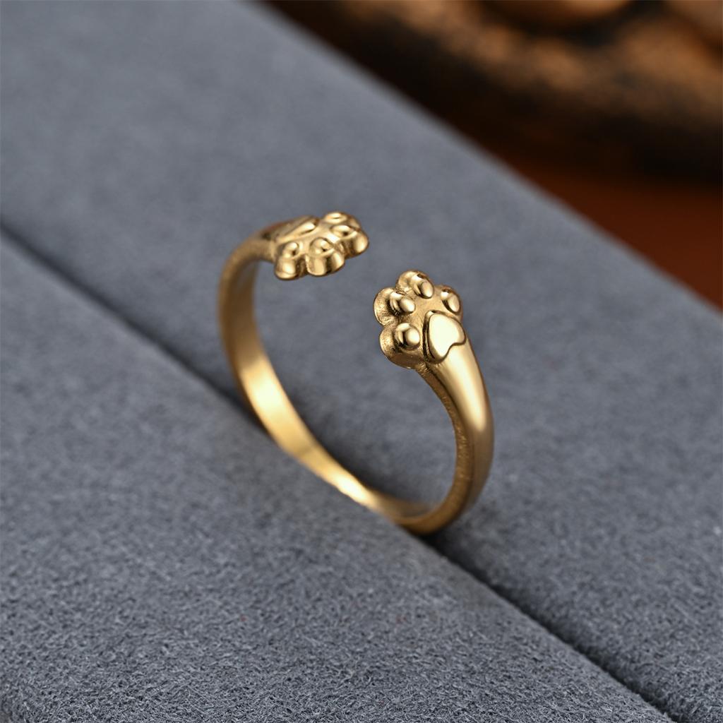 1Pc Stylish Cat Claw Opening Adjustable Cute Titanium Steel Ring