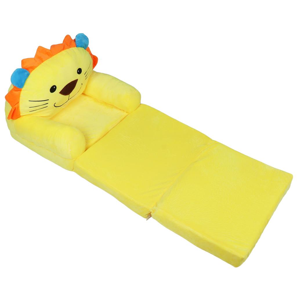 Comfy Kids Sofa Toddler Chair, 2 In 1 Toddler Couch Fold Out, Convertible Sofa To Lounger, Cartoon Animal Kids Furniture for Playroom Rding Rela