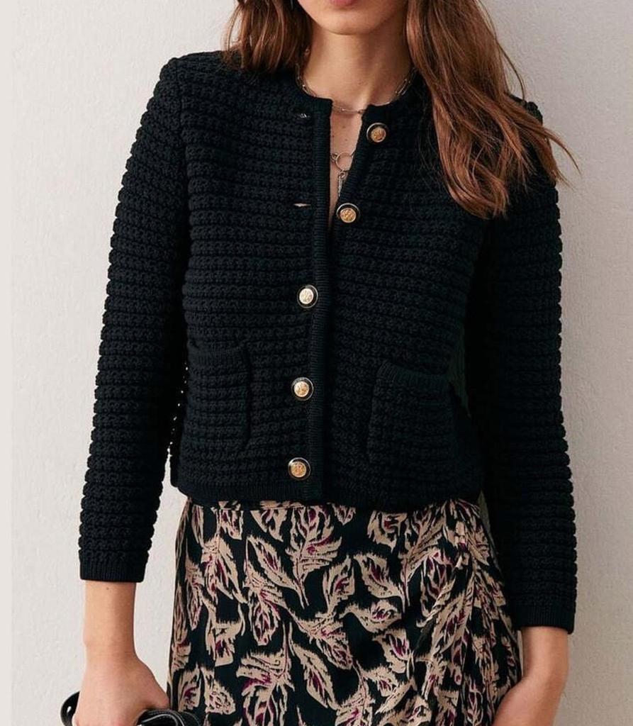 Cardigan décontracté à simple boutonnage pour femme, style rétro français, coupe ample et épaisse