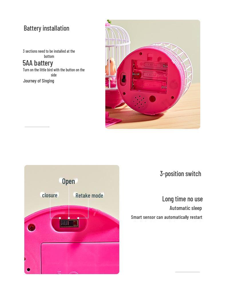Voice-Controlled Talking Bird Toy with Simulated Birdcage, Repeats & Aids Speech for Kids Aged 1-3