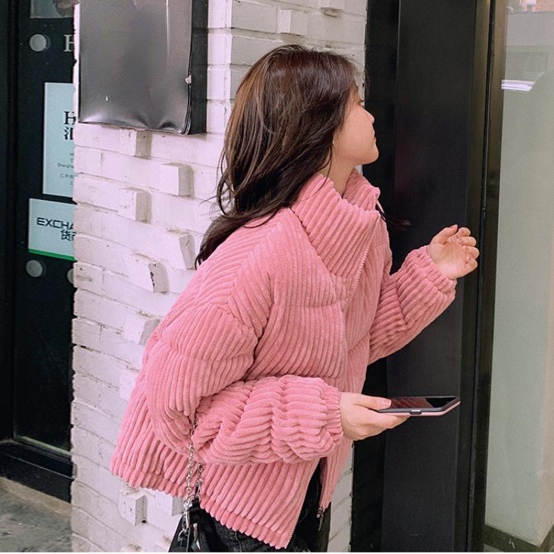 Loose Corduroy Padded Jacket Women Small Short Padded Jacket Female Warm Bread Cotton Coat