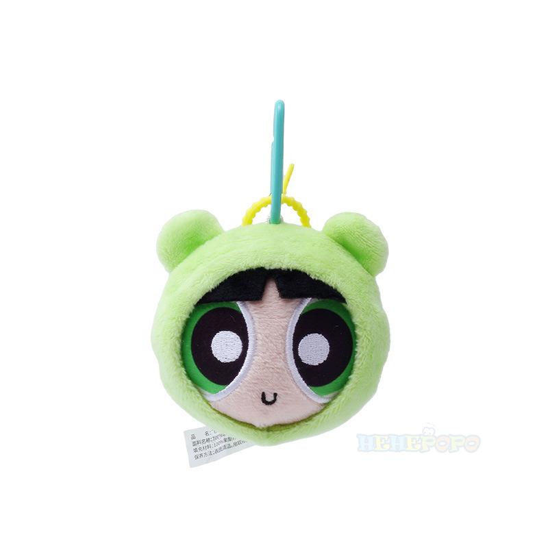 8-12cm Powerpuff Girls Plush Keychains and Bag Small Animal Head Plush Doll Pendant Cute Cartoon Girl Bag Hanging Adorn Toy