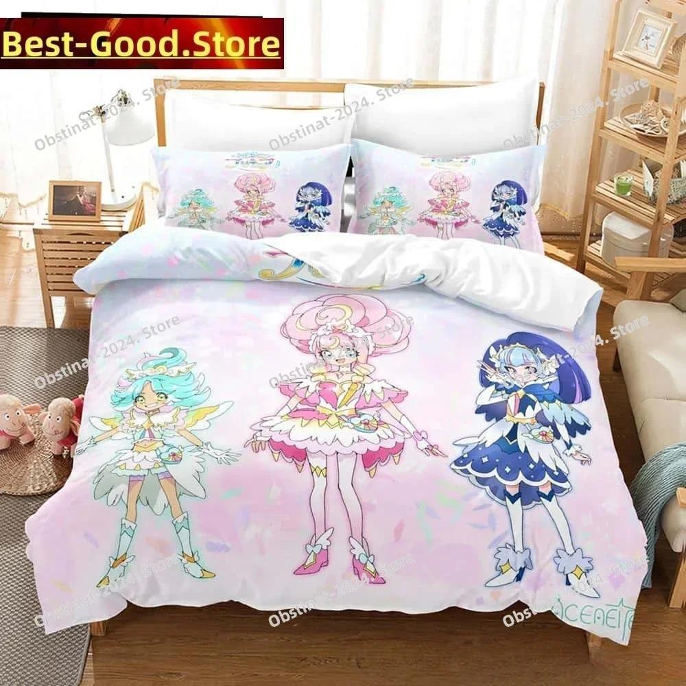 3D Kawaii Anime Hirogaru Sky! Pretty Cure Printed Bed Set Duvet Cover Pillowcase Bedding Set Linen Sheet Quilt Cover Full Size