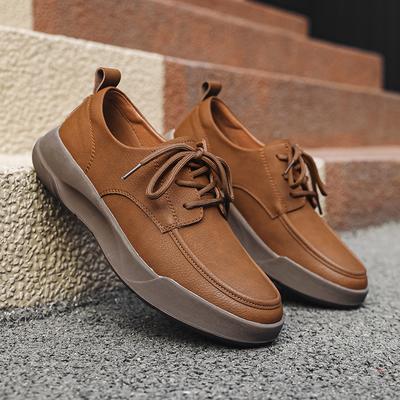 Fashion Hot Sale Men Casual Leather Business Shoes Thick Bottom Antiskid Walking Shoe Fashion Outdoor Lightweight Lace-Up Office Loafers