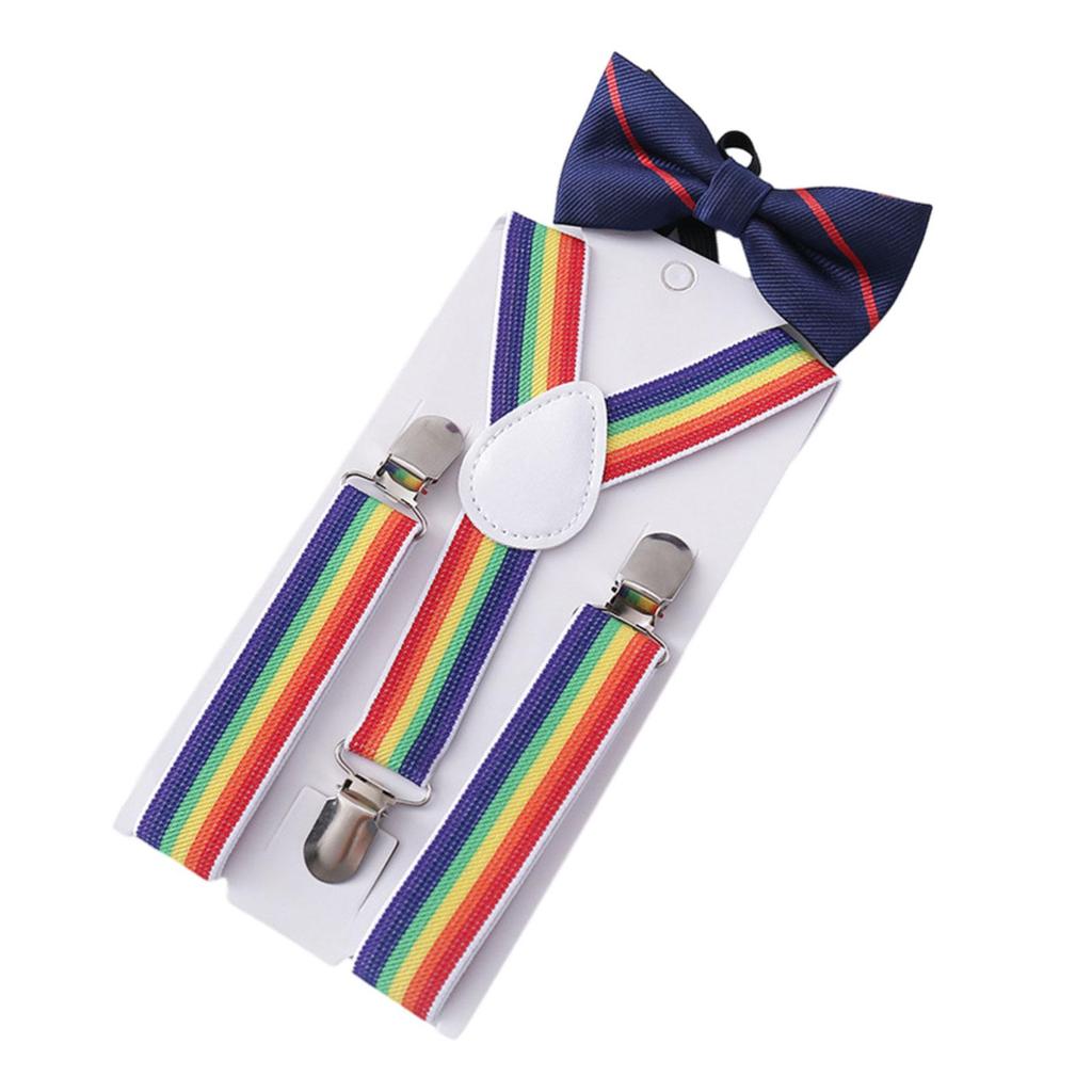 Kids Suspender Bow Tie Set Adjustable Braces Tuxedo Suspenders Pants for Trousers
