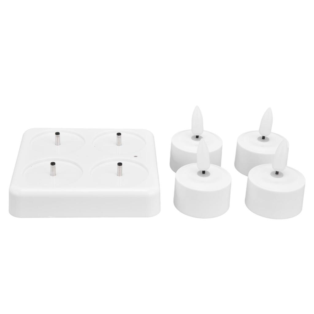 LED Flickering Flameless Candles Yellow Tea Light with Charging Base for Parties Weddings