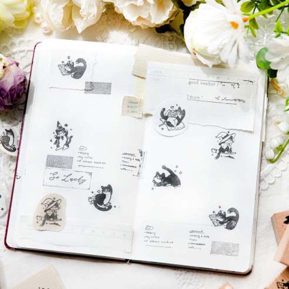 Cute Pet Wooden Rubber Stamps Diy Craft Cat Seal Stamping Black Cat Stamps Journal Stationery