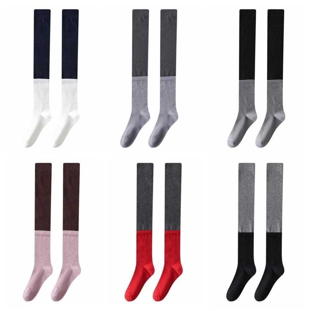 Simple Patchwork JK Lolita Socks Ins Over-knee Long Tube Stockings Japanese Style Hosiery Thigh High Stockings College