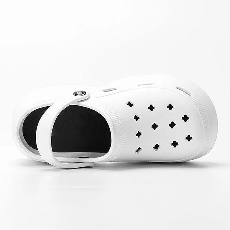 Women's Wedges Heel Sandals Summer Closed Toe Chunky Platform Hollow Out Thick Sole Non-slip Slides