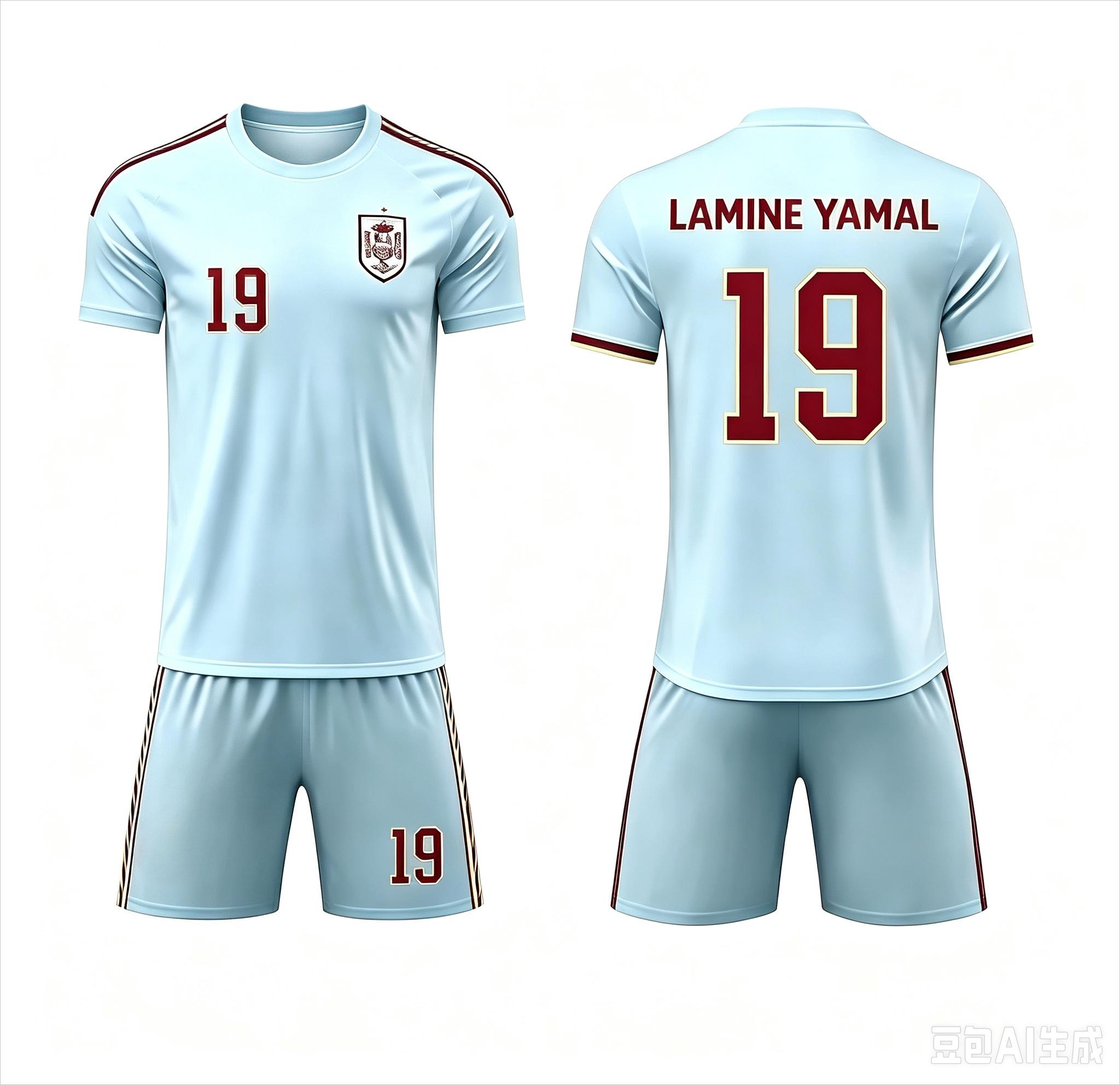 2026 Spezielles Yamal 19 Fußballtrikot-T-Shirt & Shorts Set, Einzelnes Oberteil erhältlich, Spanien Fans 2-teiliges Outfit Sommer für Männer Frauen Kinder 140