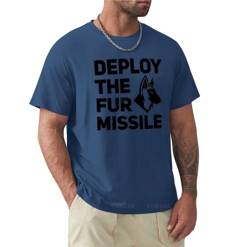 Deploy The Fur Missile Funny Belgian Malinois Dutch Shepherd Gift T-Shirt cute clothes mens t shirts casual stylish S