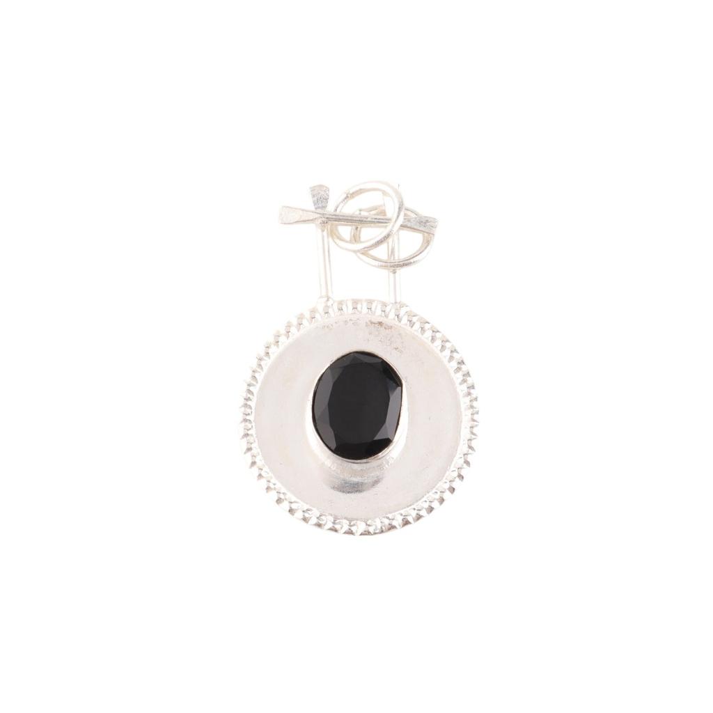 Black Onyx Gemstone 925 Sterling Silver Jewelry Handmade Designer Pendant 1.4" PP-57-21