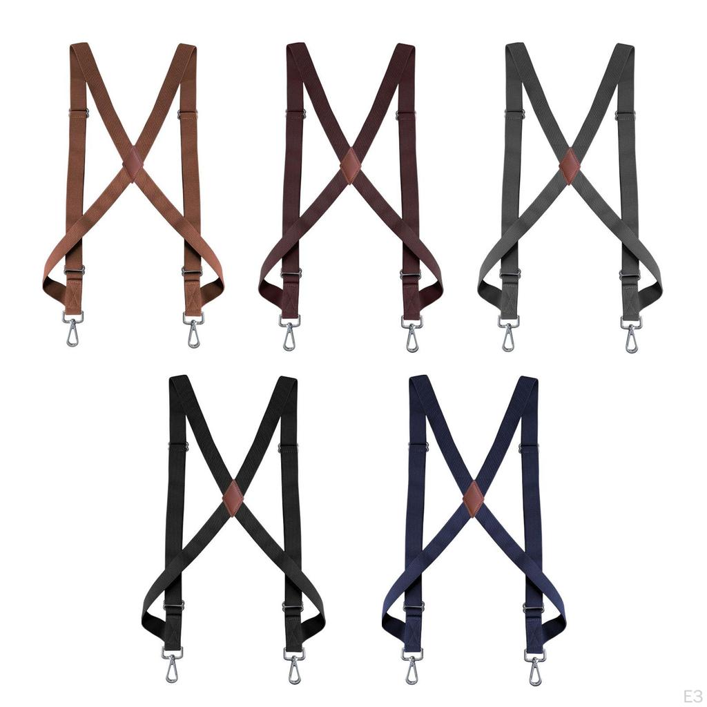 Men Women Suspender Heavy Duty Swivel Hooks Elastic X Type Unisex for Belt Loops Side Clip