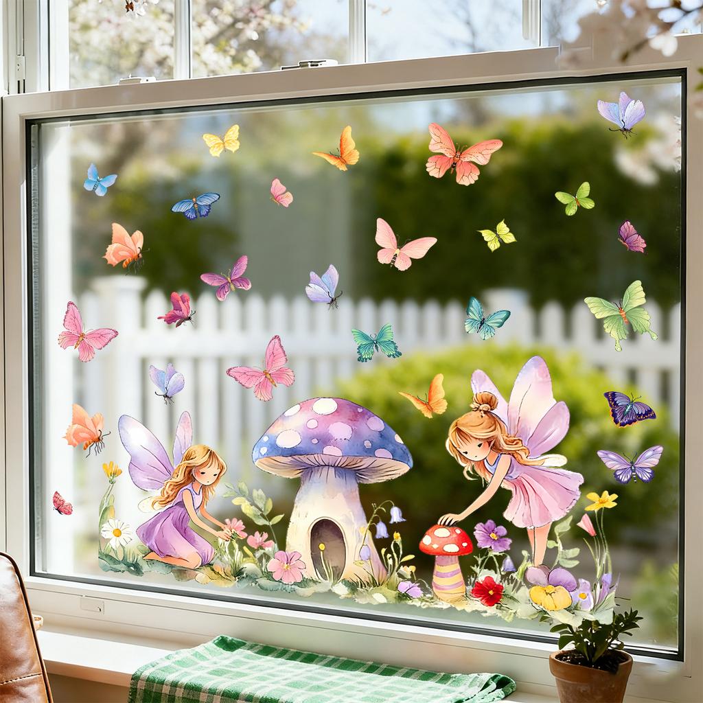 Watercolor Genie Mushroom Study Room Living Room Bedroom Wall Decoration Beautification Stickers