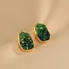 Ovale grüne glasierte Ohrstecker einfache Hofstil-Ohrringe leichter Luxus hoher Sinn für Mode Temperament-Ohrringe Frauen