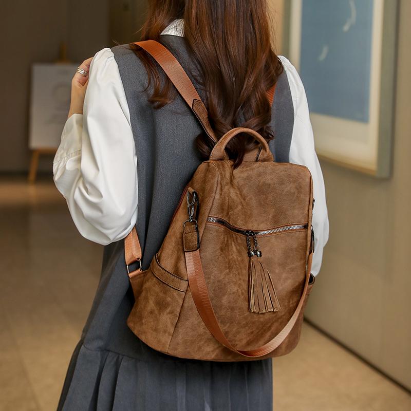 Quaste Damenrucksack mit großem Fassungsvermögen Multifunktionale Umhängetasche