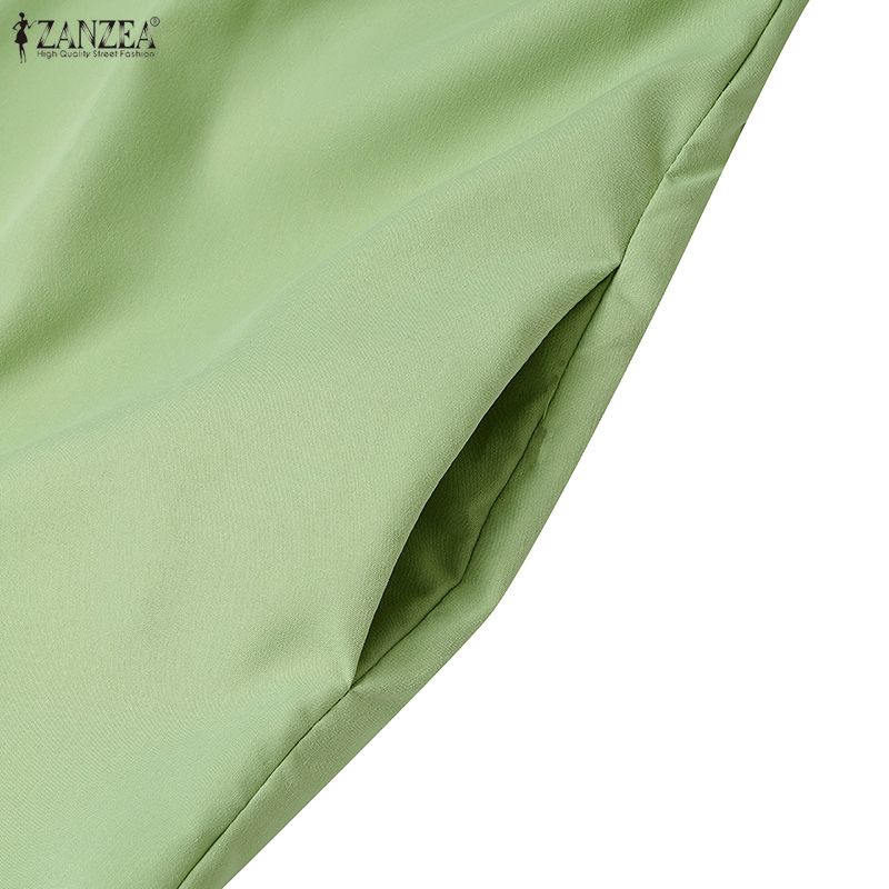 ZANZEA Damski casualowy płaszcz trenczowy z cienkiego materiału z luźnym krojem i długim rękawem, z kołnierzykiem wykładanym