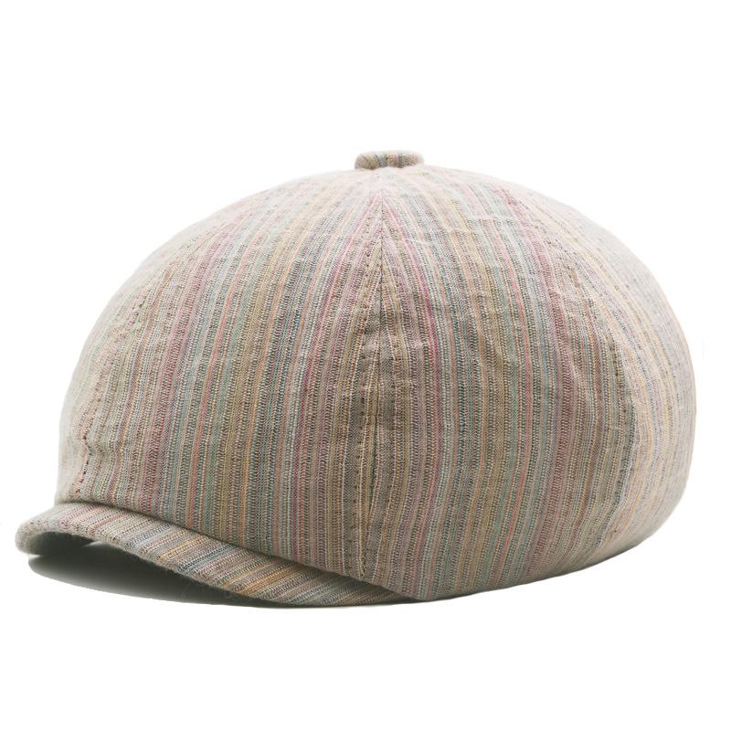 

Женский тонкий берет на весну и осень, мужской льняной полосатый восьмиугольный кепка, кепка газетчика, кепка вперед, шляпы художников Гэтсби розовый