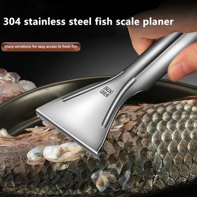 304 Stainless Steel Thickened Round Handle Fish Scaler, Serrated Fish Scaling Tool For Home Kitchen