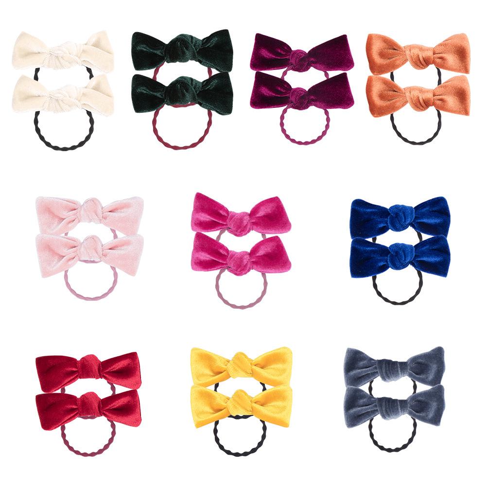 Süßes Baby Einfarbiges Kleines Haarband, Neues Schleifen-Kinder-Gummiband ohne Haarschäden, Samtgeknotetes Haargummi