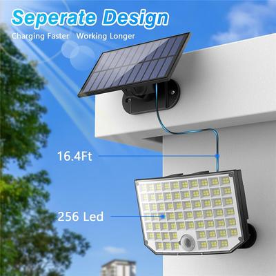 Luce solare a LED per esterni IP65 impermeabile con sensore di movimento, telecomando, 3 modalità per patio, garage, cortile