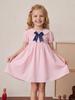 European & American Children's Sleeveless Cotton Dress with Lace Bow Lapel
