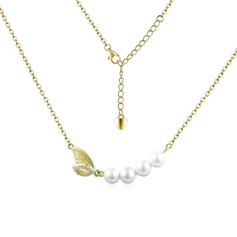 

S925 sterling silver fishtail set chain girls collarbone chain direct sales freshwater pearl necklace 925 silver золотой