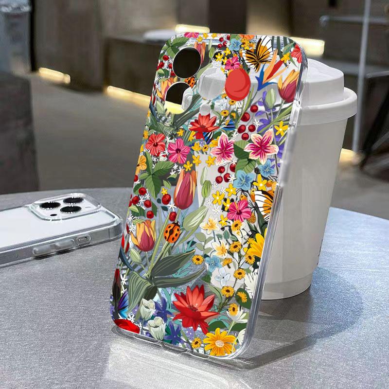 

Wildflower Botanical Garden Art Phone Case for iPhone 17 16 15 14 13 12 11 16E Series Pro Max Plus Double Layer Protection iphone 14 Pro