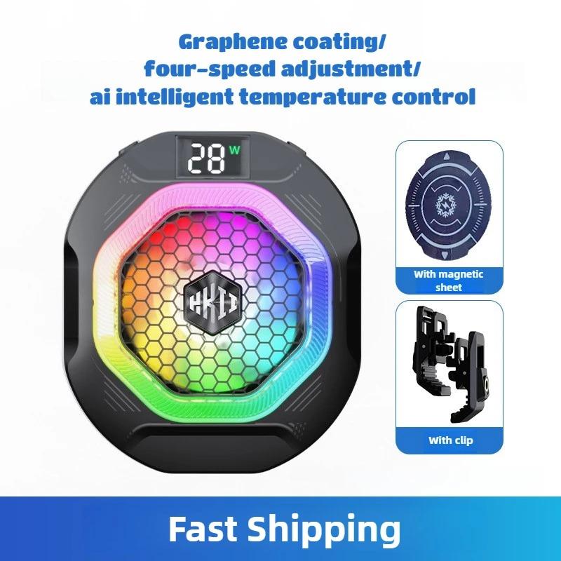 Phone Cooler 24W AI Temperature Control RGB-Light Semiconductor Radiator Fast Cooling Silent Portable for Multiple Devices